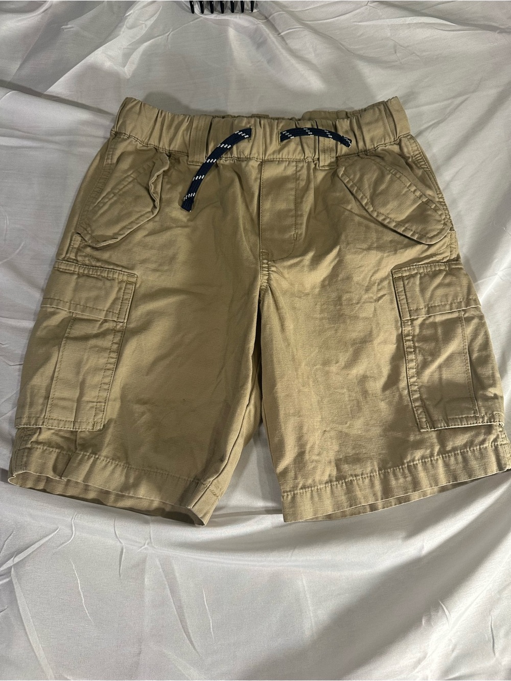 Boys size 10 Polo by Ralph Lauren Khaki Cargo Shorts with Navy Drawstring